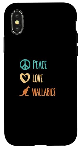 Hülle für iPhone X/XS Peace Love Wallabies Wallabies, Retro-Design, Wallaby-Liebhaber von Pet Lover And Pet Enthusiast Apparel