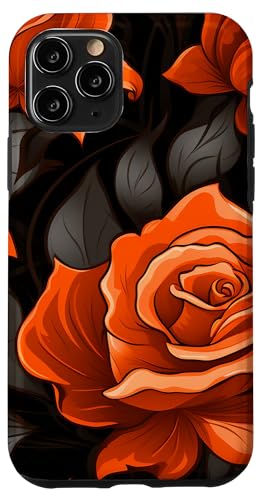 Hülle für iPhone 11 Pro Blumenstrauß mit orangefarbenen und schwarzen Rosen von PetalCraft