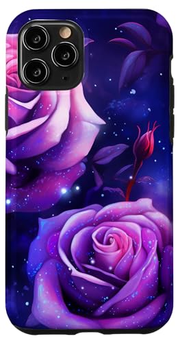 Hülle für iPhone 11 Pro Lila Rosen im Weltraum Galaxie Floral Art von PetalCraft