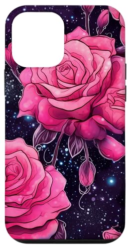 Hülle für iPhone 12 mini Rosa Rosen im Weltraum Galaxie Blumen-Design von PetalCraft