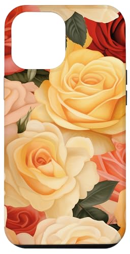 Hülle für iPhone 13 Pro Max Pastell Orange Gelb Rosa Rosen Gemischte Blumen Floral von PetalCraft