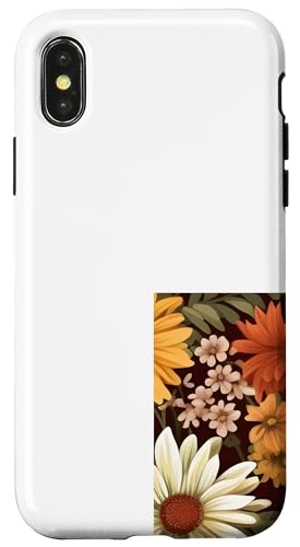 Hülle für iPhone X/XS Orange Boho Groovy 70er Jahre Floral Flower Meadow Pattern von PetalCraft