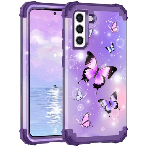 Petocase Schutzhülle für Galaxy S21 FE 5G, stoßfest, strapazierfähig, 3-in-1-Hybrid-Schutzhülle, robust, für Mädchen und Damen, für Samsung Galaxy S21 FE 5G 16,3 cm (6,4 Zoll), Hellvioletter von Petocase