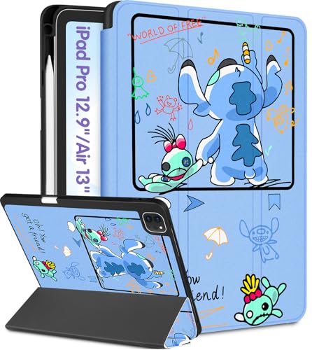 Petonist Schutzhülle für iPad Pro 12,9/Air 13 Zoll M2 – Cartoon lustig für Frauen, Mädchen, Kinder, Teenager, Mädchen für iPad Pro Hülle 12,9 Zoll mit Stifthalter Kawaii für iPad Air 13 Zoll Hülle von Petonist