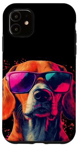 Hülle für iPhone 11 Eine Zeichnung eines niedlichen Beagle-Hundes mit Farbspritzern von Pets by Guntah