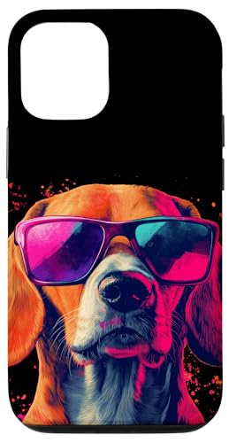 Hülle für iPhone 12/12 Pro Eine Zeichnung eines niedlichen Beagle-Hundes mit Farbspritzern von Pets by Guntah