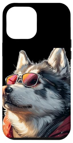 Hülle für iPhone 14 Plus Zeichnung eines sibirischen Husky-Hundes mit Sonnenbrille von Pets by Guntah