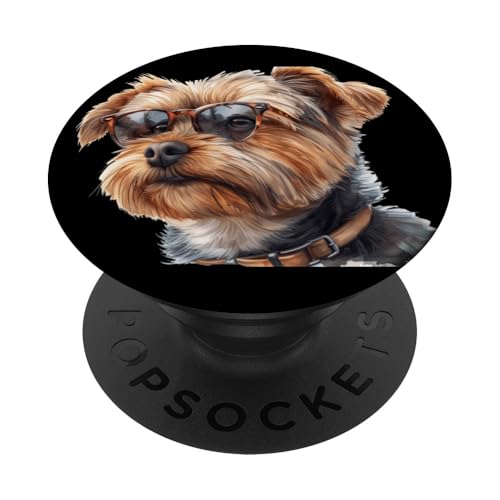 Zeichnung eines Yorkshire Terriers mit Sonnenbrille PopSockets mit austauschbarem PopGrip von Pets by Guntah