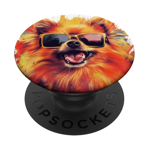 Zeichnung eines niedlichen Zwergspitzhundes mit Sonnenbrille PopSockets mit austauschbarem PopGrip von Pets by Guntah