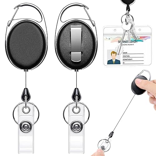 Ausziehbarer Schlüsselanhänger, 2 Stück Einziehbarer Ausweishalter, mit Vinylstrap und Schlüsselring, Einziehbarer Schlüsselband, für Schlüsselanhänger Kartenhalter und ID Car von Peysaitr