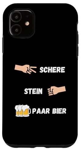 Hülle für iPhone 11 Schere Stein Paar Bier Karneval Party Alaaf Lustig von Pfotenschatz