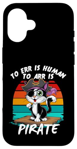 Hülle für iPhone 16 Katze Pirat Piratenhut Retro Kostüm Halloween Karneval Alaaf von Pfotenschatz