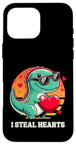 Hülle für iPhone 16 Pro Max Niedlicher Dinosaurier mit Herz Valentinstag Verliebt von Pfotenschatz