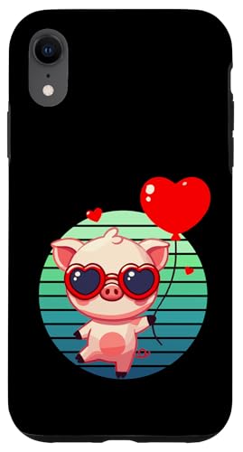 Hülle für iPhone XR Valentinstag Ferkel Herz Verliebt Liebe Ballon Niedlich von Pfotenschatz