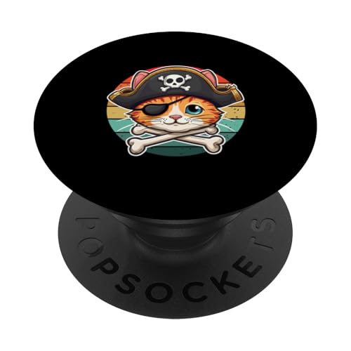 Niedliche Katze mit Piratenhut Pirat Kinder Lustig Karneval PopSockets Klebender PopGrip von Pfotenschatz