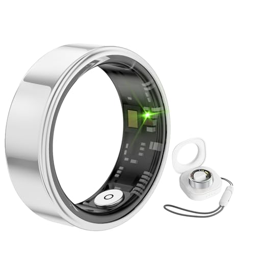 Pgtc Smart Ring,Fitness Ring für Männer und Frauen,Herzfrequenzmesser,Kalorienzähler,Schlaf-Tracker,Schrittzähler,Gesundheitsring,IP68 wasserdichter Smart Ring kompatibel mit Android iOS (Silber, 12) von Pgtc