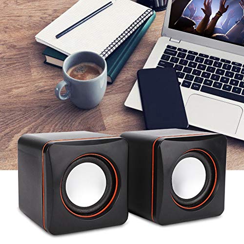 Phefop Cube USB-Stereo-3,5-mm-Klinken-tragbarer Kabelgebundener Lautsprecher für PC, Niedlicher Kompakter Lautsprecher für Desktop-Laptop, Anwendbar für Treffen mit Freunden und der von Phefop