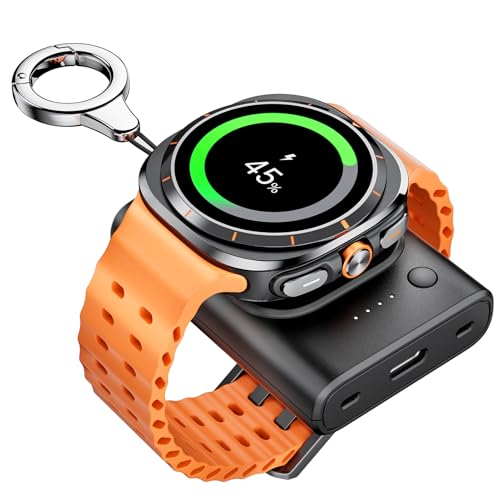 Phelinta für Galaxy Watch Ladestation, 1800mAh Tragbare Watch Ladegerät mit Schlüsselanhänger Magnetisches Watch Ladegerät für Samsung Galaxy Watch 6/6 Classic/5 Pro/5/4/3/Active 2/Gear S3 von Phelinta