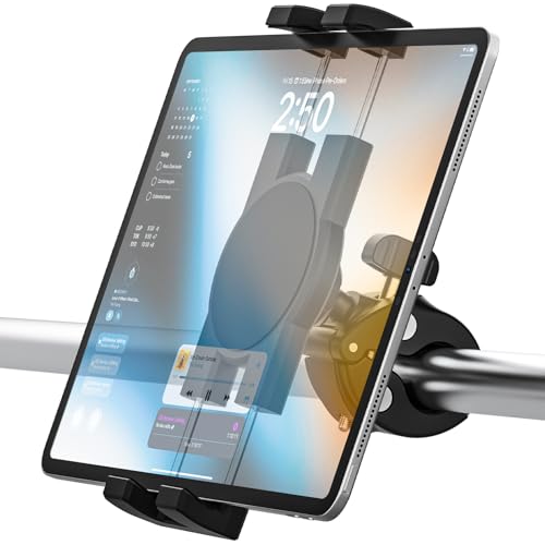 Phichy Fahrrad Tablet Halterung Klemme für 4,7-13 Zoll iPad, Tablethalterungen für Spin Bike Motorrad Laufband Mikrofonständer für iPad Pro/Air/Mini, Smartphone, Galaxy Tab, Fire HD, iPhone von Phichy