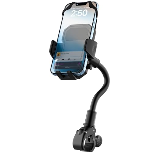 Phichy Schwanenhals Handy Halterung Fahrrad Lenker Klemme für 4-6.8 Zoll Smartphone, Spin Bike Kinderwagen Handy Halter, Smartphone Motorrad & Fahrradhalter für iPhone 15 14 13 12 11 Pro Max von Phichy