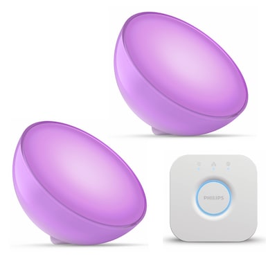 Philips Hue 2 x White & Color Ambiance Go tragbare Tischleuchte weiß + Bridge V2 von Philips Hue