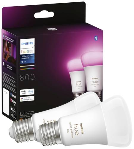 Philips Lighting Hue LED-Leuchtmittel 871951432836500 EEK: F (A - G) Hue White & Col. Amb. E27 Doppe von Philips Lighting