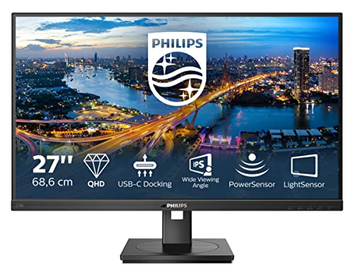 Philips 276B1 - 27 Zoll QHD USB-C Docking Monitor, höhenverstellbar (2560x1440, 75 Hz, HDMI, DisplayPort, USB-C, RJ45, USB Hub) schwarz von Philips