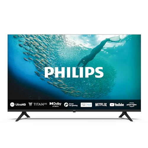 PHILIPS 55PUS7009 4K LED Smart TV - 55-Zoll Display mit Pixel-präziser Ultra HD Titan OS Plattform und Dolby Atmos-Klang. Funktioniert mit Alexa und Google Sprachassistent – Schwarz von PHILIPS