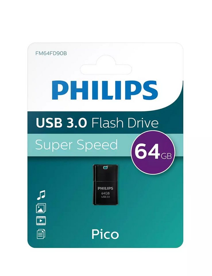 Philips 64GB Speicherstick Pico Edition black schwarz USB 3.0 USB-Stick Philips 64GB Speicherstick Pico Edition black schwarz USB 3.0 USB-Stick von Philips