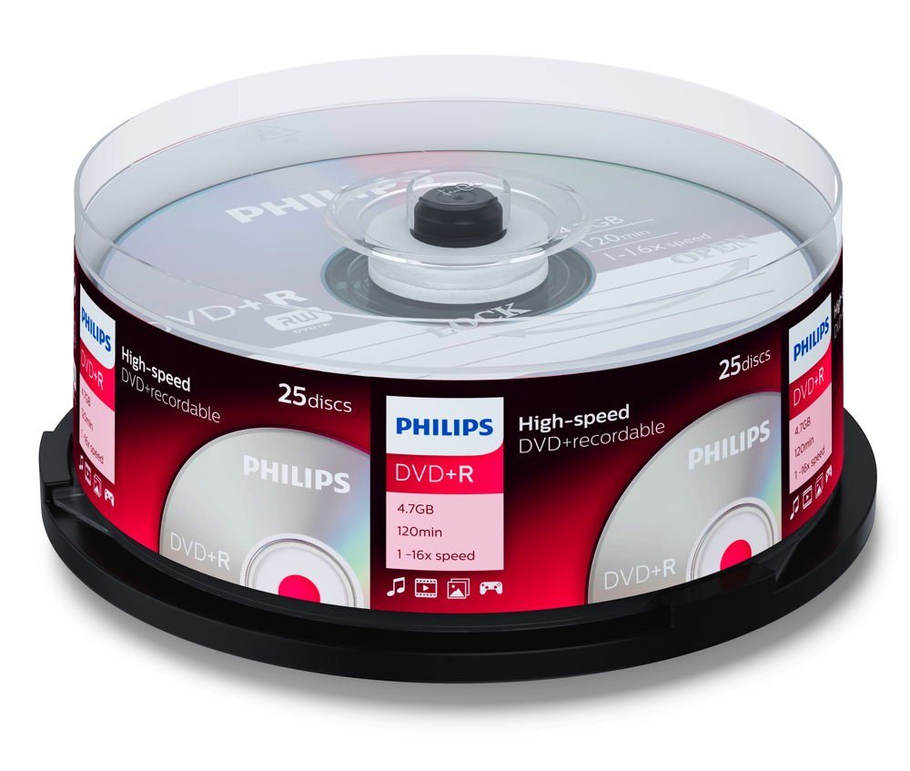 Philips DVD-Rohling 25 Philips Rohlinge DVD+R 4,7GB 16x Spindel von Philips