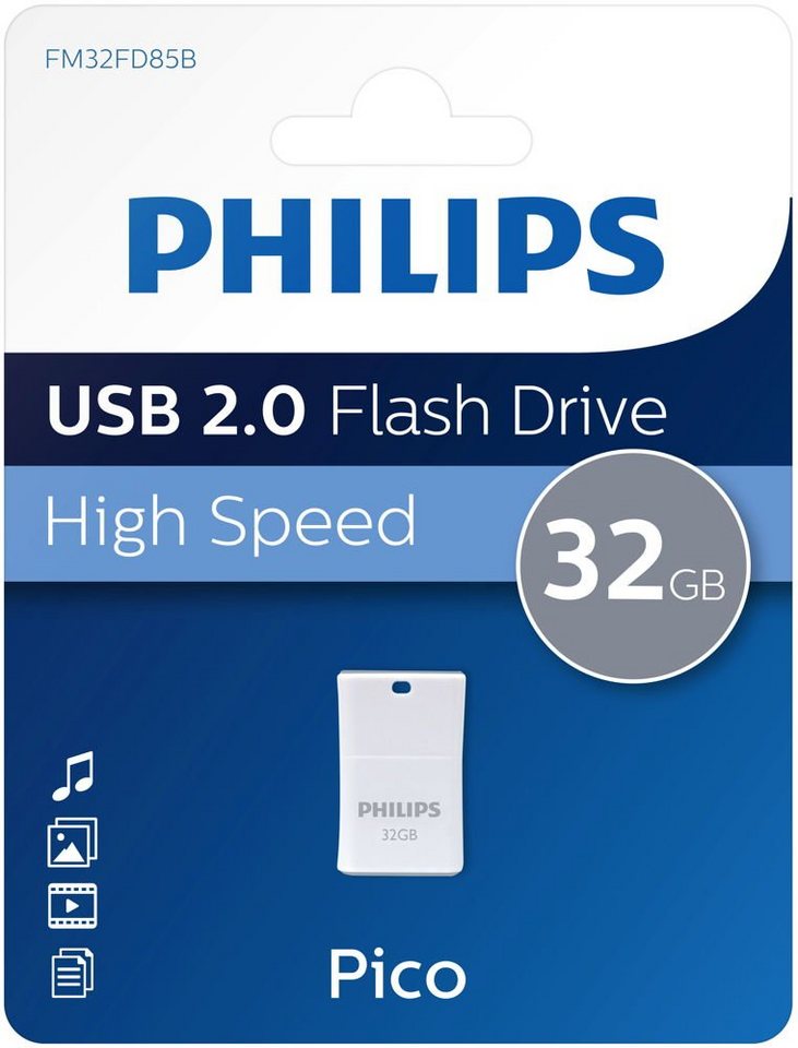 Philips Philips USB Stick 32GB Speicherstick Pico Mini weiß USB-Stick Philips Philips USB Stick 32GB Speicherstick Pico Mini weiß USB-Stick von Philips