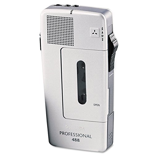 Philips Pocket Memo LFH0488 Analoges Mini-Kassetten Diktiergerät (Schiebeschalter, wählbare Mikrofonempfindlichkeit, autom. Aufnahmeaussteuerung, Sprachaktivierung, Briefende-Ton) Silber von Philips