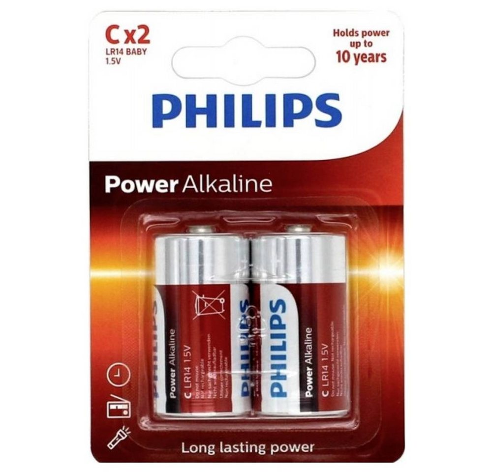 Philips Power Alkaline LR14 C, 2er Batterie Philips Power Alkaline LR14 C, 2er Batterie von Philips