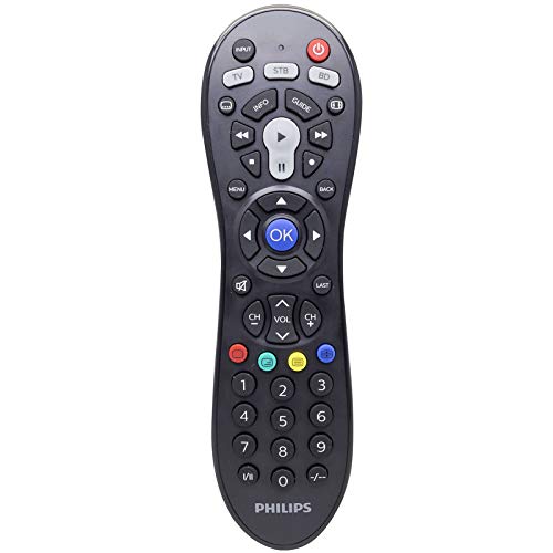 Philips SRP3013/10 Universal-Fernbedienung, 3 in 1, einfach und praktisch, große Tasten, Konfiguration geht schnell, schwarz von PHILIPS