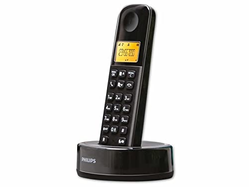 Philips Schnurloses Telefon - D1651B/01 - DECT Telefon - Haustelefon - Festnetzanschluss - Anrufbeantworter - Schwarz, Black von Philips