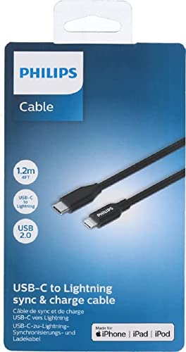 PHILIPS - USB-A zu Lightning Kabel - DLC3106V/03 - iPhone Ladekabel - 2 Meter Kabel - Laden und Synchronisieren - Schwarz von PHILIPS