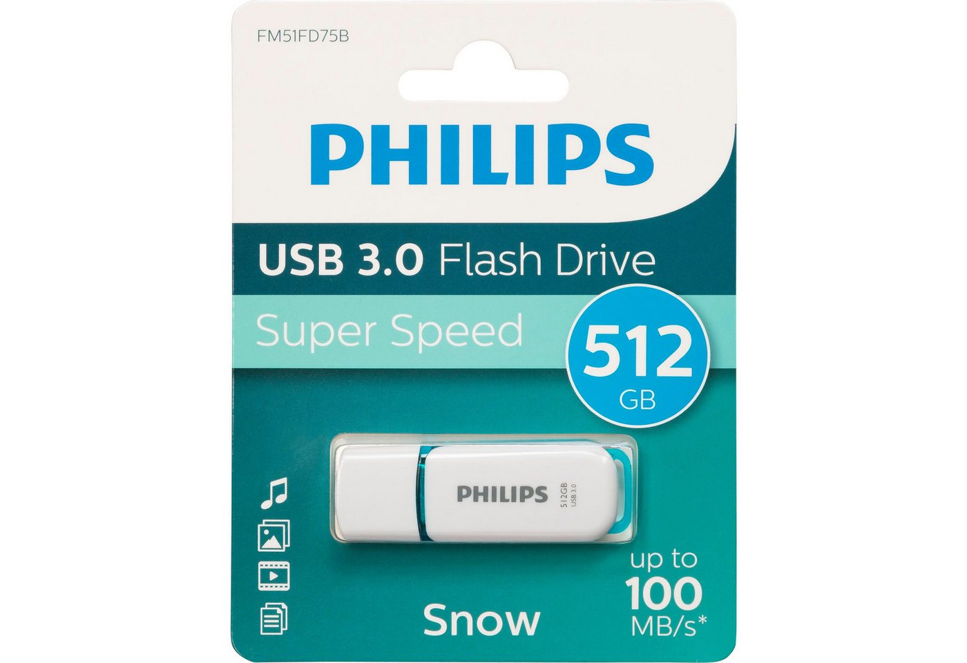 Philips USB Stick 512GB Speicherstick Snow weiß USB 3.0 USB-Stick von Philips