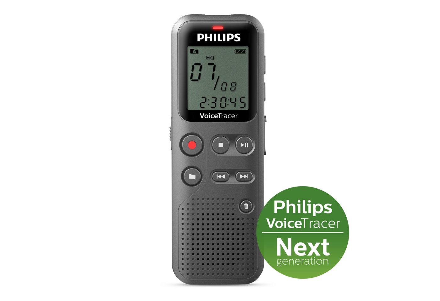 Philips VoiceTracer Diktiergerät DVT1120 Digitales Aufnahmegerät (Variable Wiedergabegeschwindigkeiten, One-Touch-Aufnahme) von Philips
