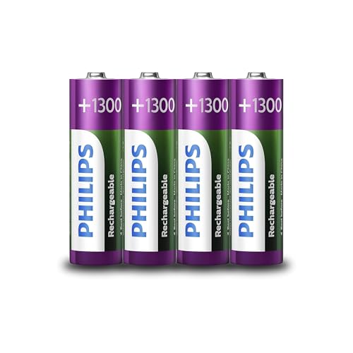 Philips Wiederaufladbare Batterien AA - 4 Stück - NiMH - 1300 mAh - bis zu 1000 Aufladungen Philips Wiederaufladbare Batterien AA - 4 Stück - NiMH - 1300 mAh - bis zu 1000 Aufladungen von Philips