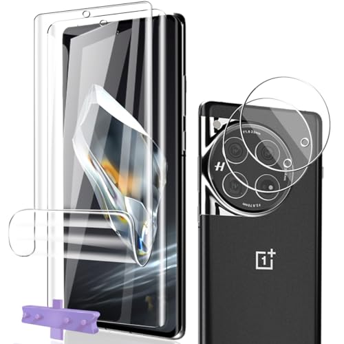 Phlleyaa Schutzfolie für OnePlus 12 Weich TPU 2 Stück + OnePlus 12 Panzer Schutz Glas Kameraschutz 2 Stück,Einfache Montage Bläschenfrei für Panzerglas Folie für OnePlus 12 von Phlleyaa