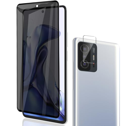 Phlleyaa Schutzfolie für Xiaomi 11T/11T Pro für Panzerglas Sichtschutz,Displayschutz 1 Stück mit 1 Stück Kamera Schutzfolie,9H Härte Bläschenfrei Anti-Spy für Xiaomi Mi 11T Pro Panzer Schutz Glas von Phlleyaa