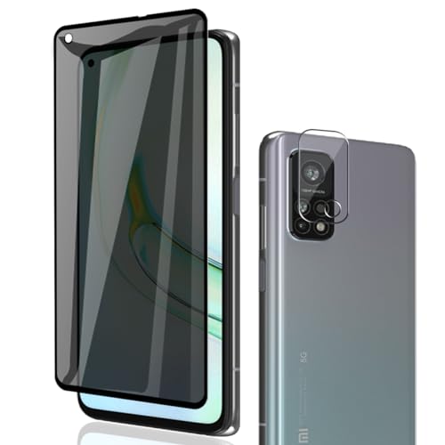 Phlleyaa Schutzfolie für Xiaomi Mi 10T/10T Pro für Panzerglas Sichtschutz,Displayschutz 1 Stück mit 1 Stück Kamera Schutzfolie,9H Härte Bläschenfrei Anti-Spy für Xiaomi 10T/10T Pro Panzer Schutz Glas von Phlleyaa