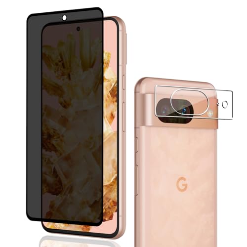 Phlleyaa Sichtschutz Schutzfolie für Google Pixel 8 Displayschutz 1 Stück mit 1 Stück Kamera Schutzfolie[1+1 Stück],9H Härte/Bläschenfrei/Anti-Spy für Google Pixel 8 Panzer Schutz Glas von Phlleyaa