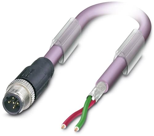 PHOENIX CONTACT SAC-2P-M12MSB/2.0-910 Bussystem-Kabel 12 MBit/s, 2-Polig, M12 Stecker Gerade, 2m Kabellänge, B Kodierung, Violett von Phoenix