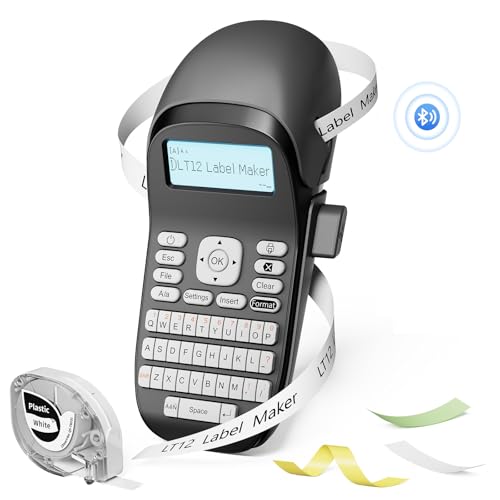 Phomemo Beschriftungsgerät Handgerät LT-12 Bluetooth Etikettendrucker Tragbarer Etikettiergerät QWERTY Tastatur & Einfache Textbearbeitung, Ideal fürs Büro oder zu Hause - Gray von Phomemo