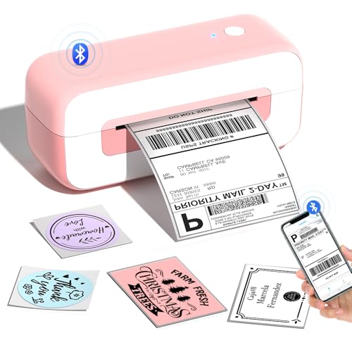 Phomemo Bluetooth DHL Etikettendrucker, Labeldrucker 4x6 Versandetiketten Drucker für Mac/PC, Etikettendrucker Bluetooth Label Printer für Amazon, Etsy, Shopify, Royal Mail, DHL, FedEx-Rosa von Phomemo