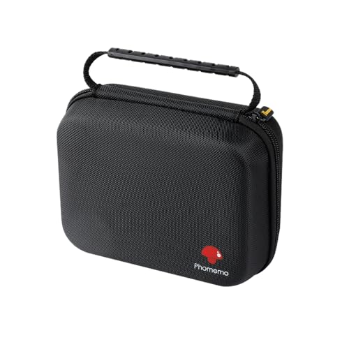 Phomemo Drucker Tasche, Tragbare Tasche für M221/M220/M110/M120/M200/M04S/M04AS Etikettendrucker, Stoßfest,Wasserdicht, Halter Tasche für Etikettendrucker mit Band,mit Netztasche für Zubehör (Schwarz) von Phomemo