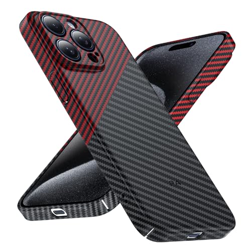 Phoneaura Schutzhülle mit iPhone 15 Pro Carbon Hülle kompatibel mit MAGSAFE I Schutzhülle für 15 Pro Hülle I Carbon 15 Pro Case [flaches Design+ Carbon OPTK+ 2 Schutzgläser inklusive von Phoneaura