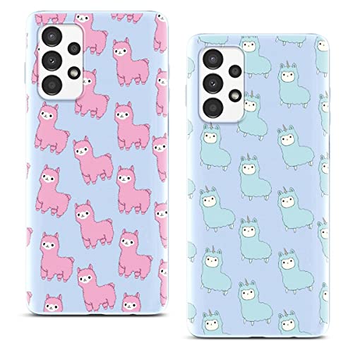 [2 Stück] Phoona Hülle für Samsung Galaxy A13 4G 6,6", TPU Weiche Blau Matt Silicone Schutzhülle, Ultra Dünn Stoßfest Kratzfest Schutz Handyhülle mit Motiv Designs Case Cover für Samsung A13 4G Alpaka von Phoona