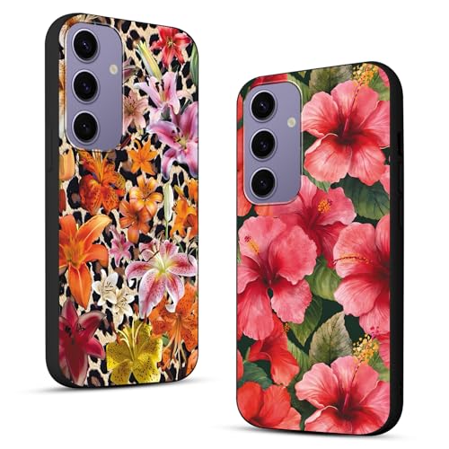 Phoona 2 Stück Handyhülle für Samsung Galaxy S24+ 5G Hülle 6,7'', Aesthetic Distel Muster Design Weiche TPU Ultra Dünn Silikon Schutzhülle Kratzfeste Stoßfest Kameraschutz Bumper Case für Mädchen von Phoona